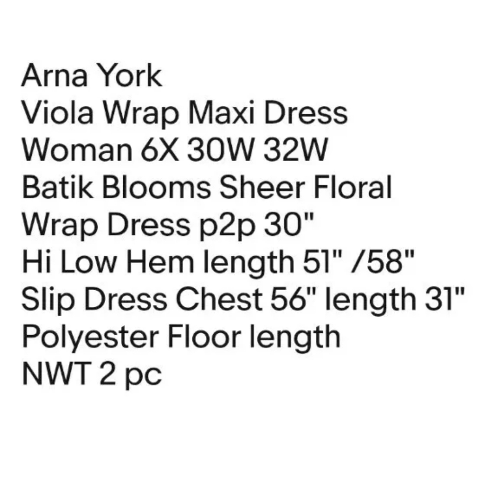 Arna York Viola Wrap Maxi Dress Woman 6X 30W 32W Batik Blooms Sheer Floral New - Picture 11 of 14